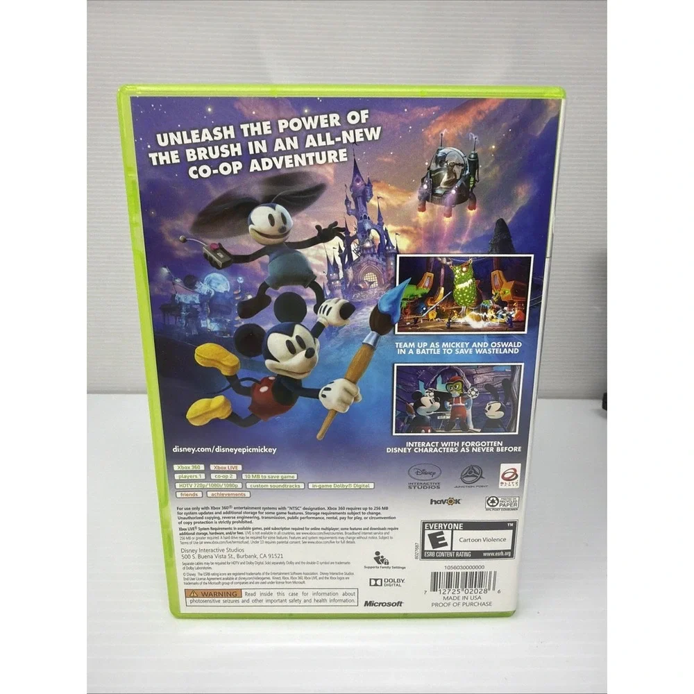 Disney Epic Mickey 2: The Power of Two‎ (Xbox 360, 2012) Complete Tested Working
